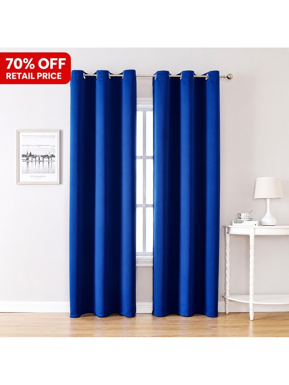 Brand New ChrisDowa Blackout Curtains – Royal Blue, 42"W × 84"L, 2 Panels